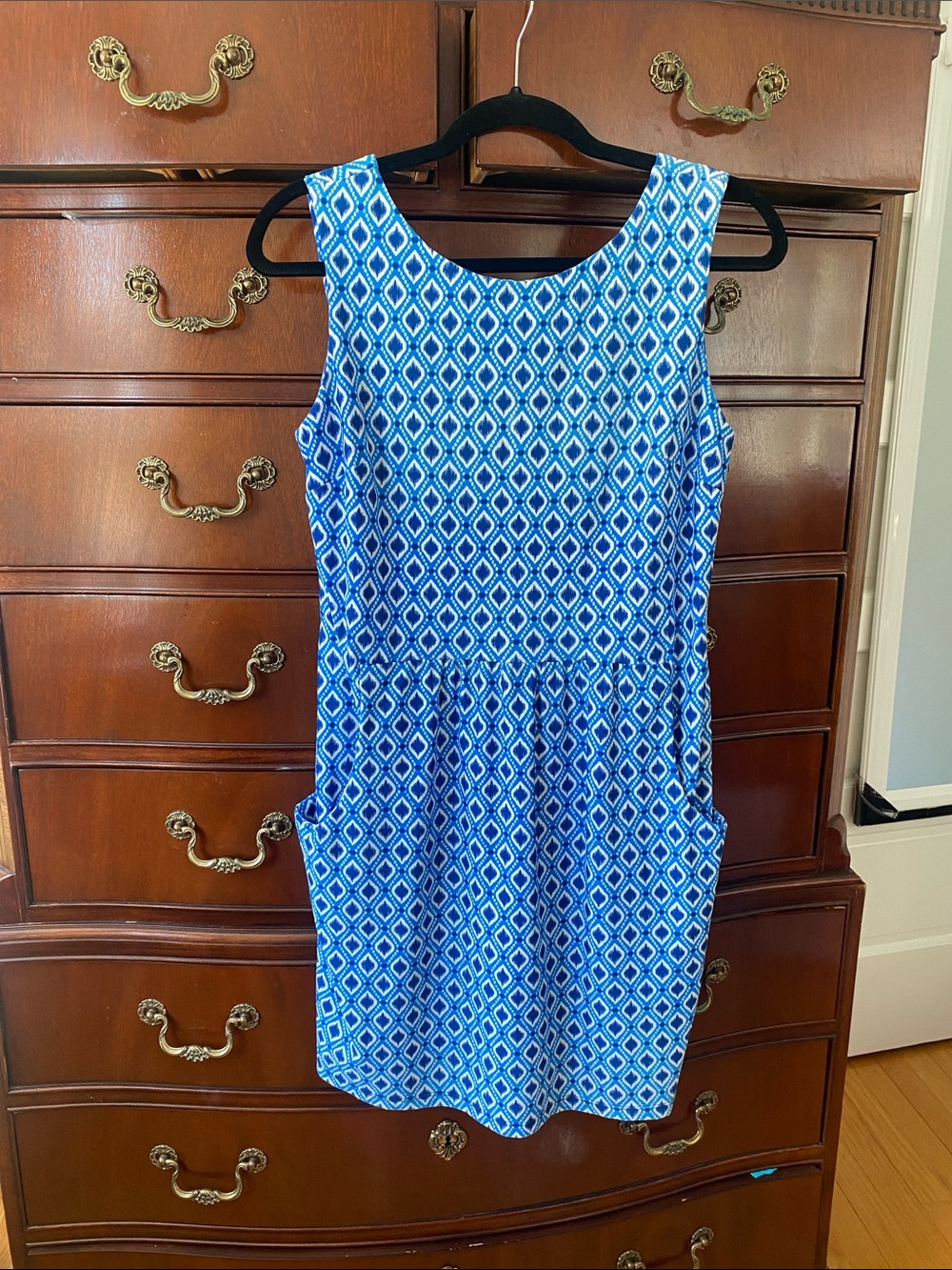 Jude Connally Blue Geometric Sleeveless Mini Dress